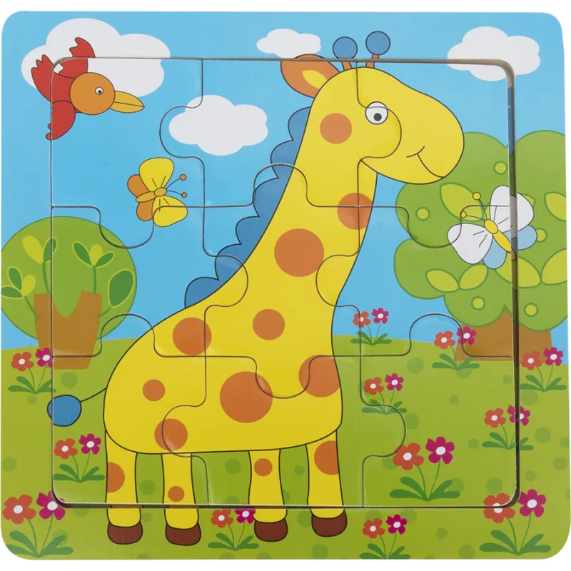Dřevěné puzzle pro nejmenší BABU Žirafa 9 dílků