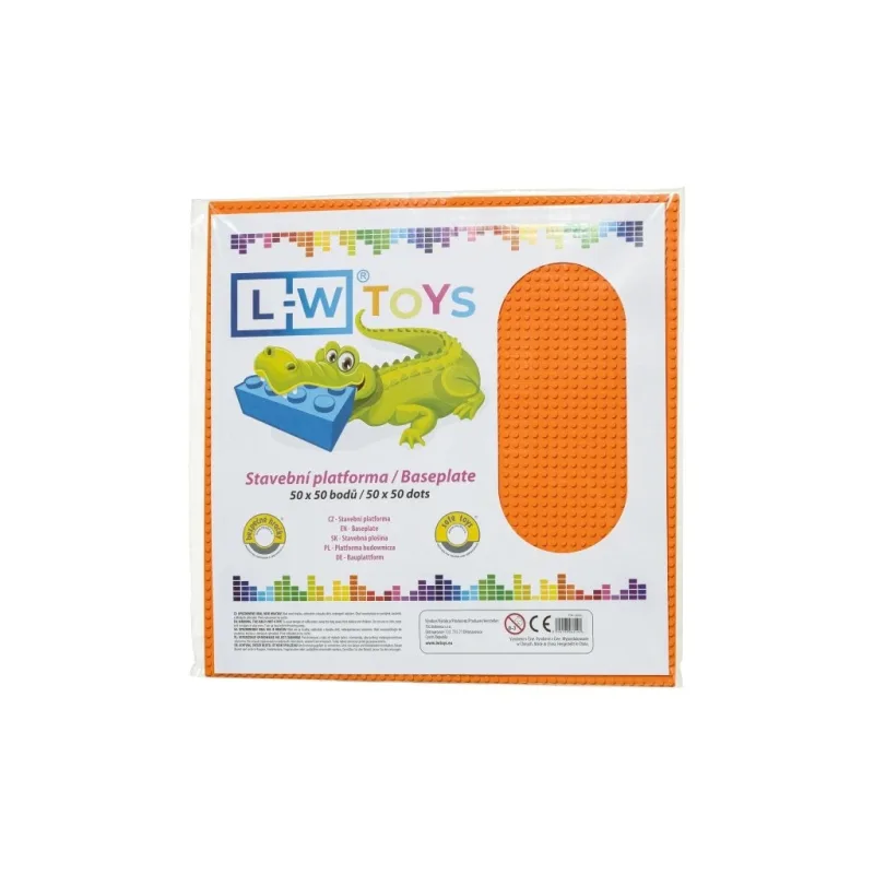 L-W Toys L-W Toys Veľká podložka na stavanie 50x50 bodov svetlo oranžová