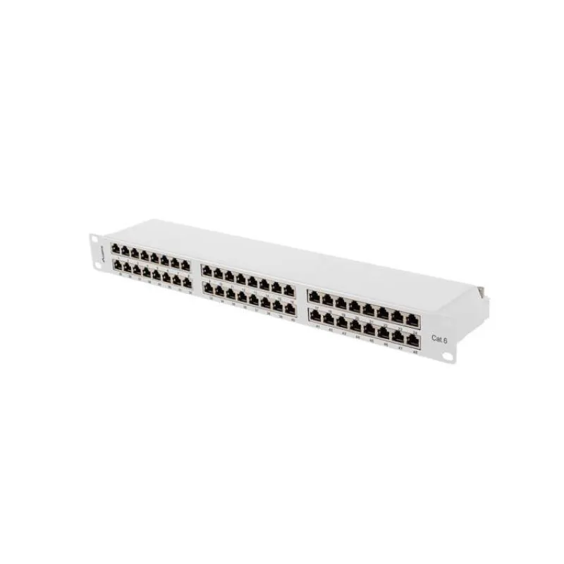 PATCH PANEL 48 PORTOV 1U 19" CAT.6 FTP TIENENÝ ŠEDÝ LANBERG (PPS6-1048-S)