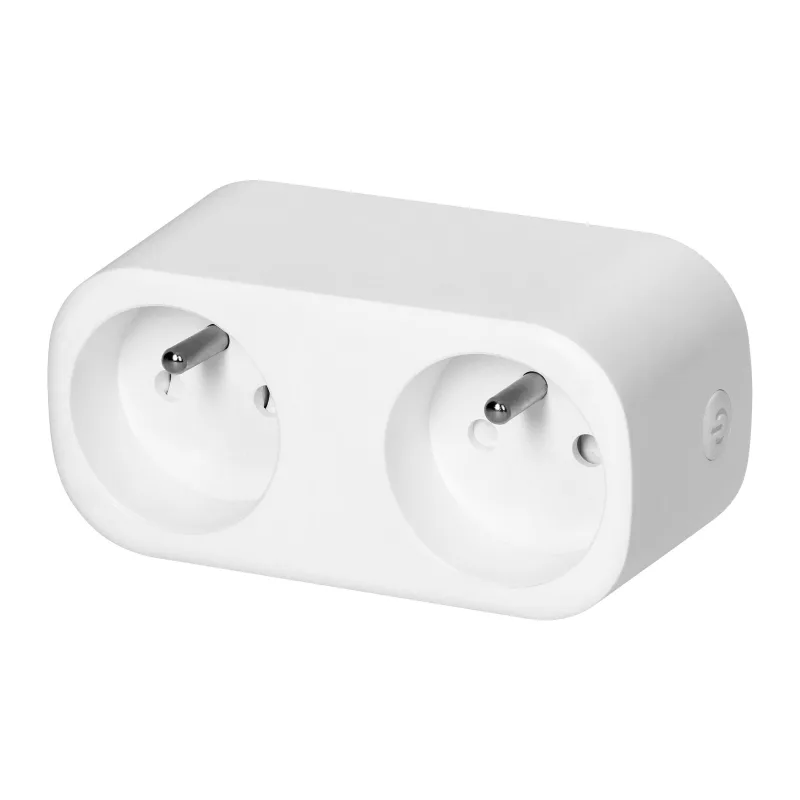 ORNO Home Tuya Smart Wi-Fi bezdrôtová programovateľná dvojzásuvka biela 230V 3680W