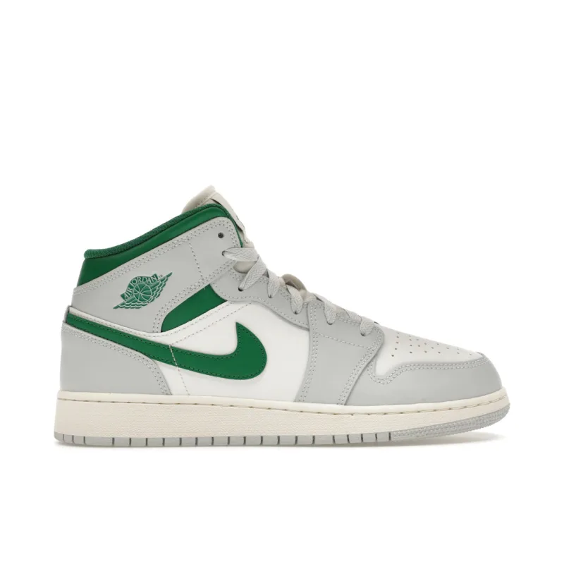 Jordan 1 Mid White Pure Platinum Pine Green (GS) - 38