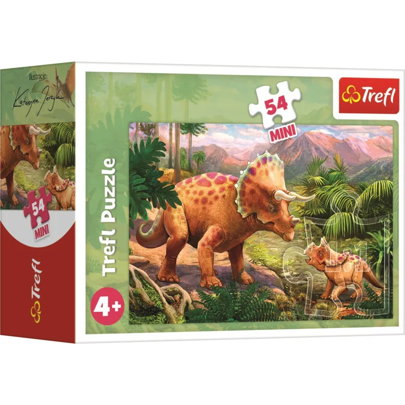 Trefl Puzzle Úžasné dinosaury: Triceratops s mláďaťom 54 dielikov
