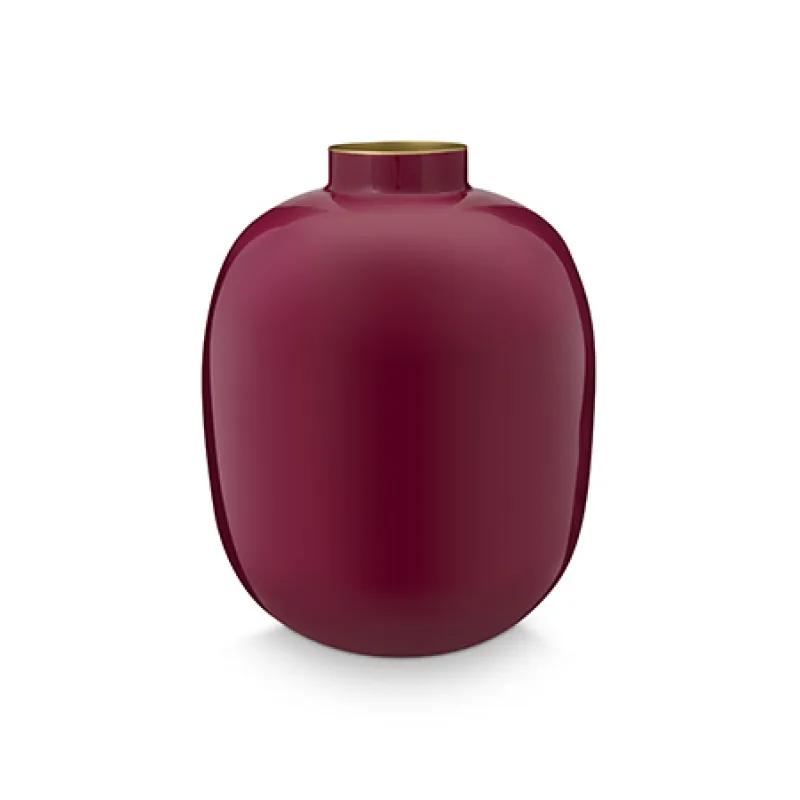 Pip Studio velká kovová váza 32cm, tmavě červená