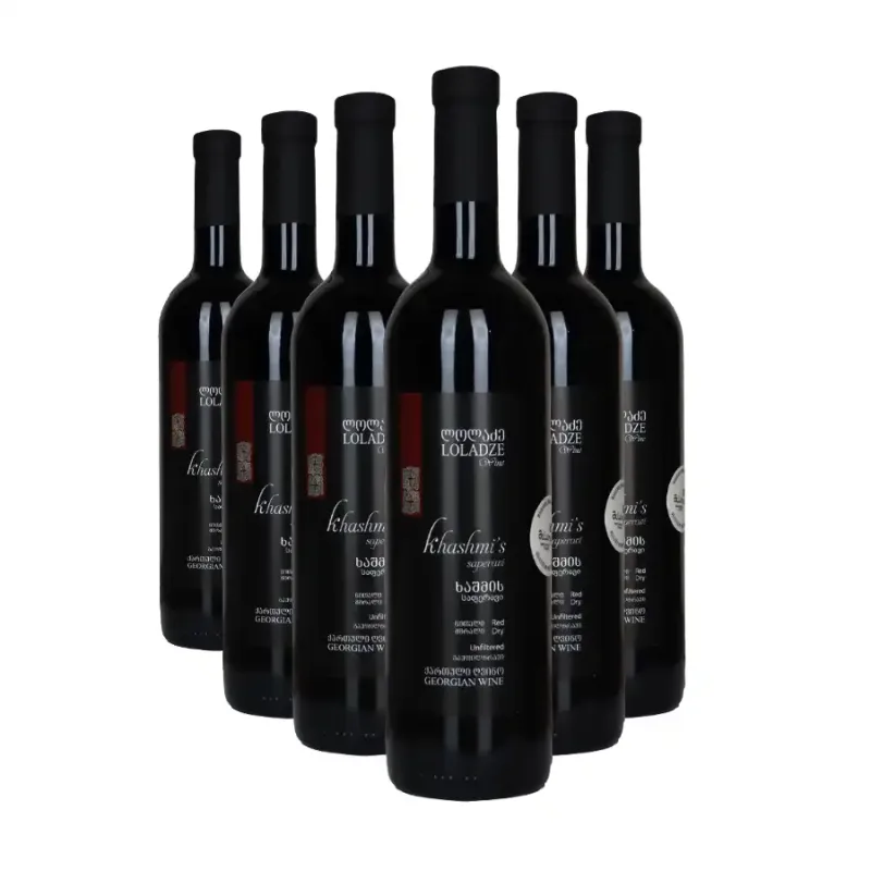 Loladze Wine 6x Loladze SAPERAVI KHASHMI červené suché víno 14% obj. (holá lahev) degustační sada po 750 ml.
