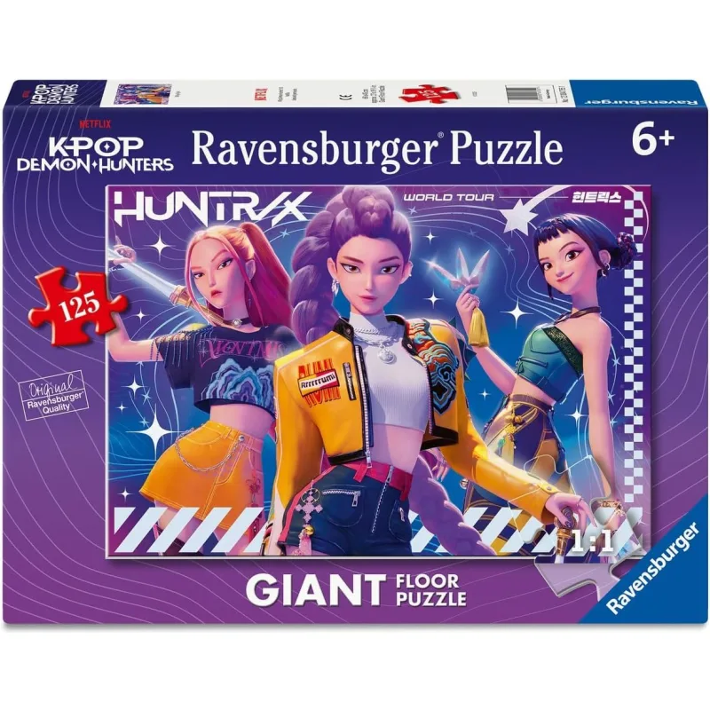 Obrovské podlahové puzzle Ravensburger 125 dielikov K-pop: Lovkyňa démonov - Huntrix