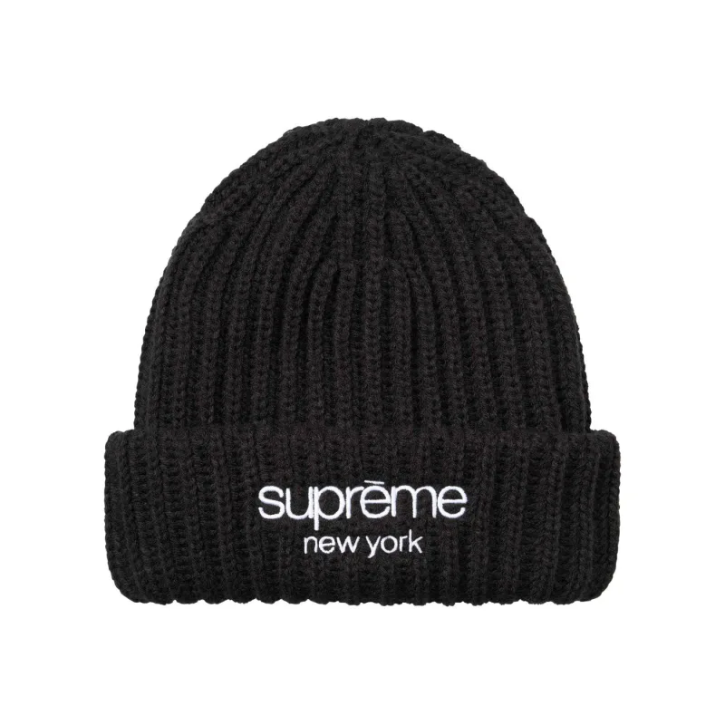 Supreme Classic Logo Chunky Ribbed Beanie (FW26) Black - OS