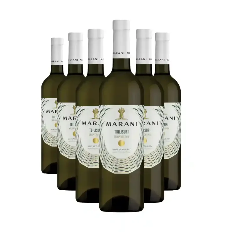 MARANI 6x Marani TBILISURI biele polosuché víno 12% obj. (holá lahev) degustační sada po 750 ml.