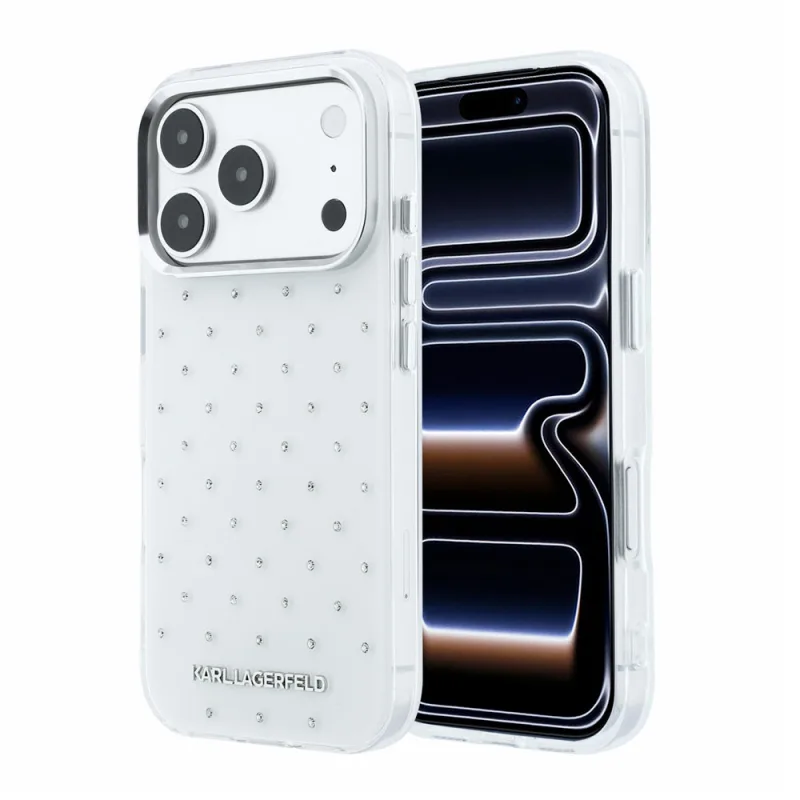 Karl Lagerfeld IML Rhinestones Allover kryt iPhone 18 Pro Max biely…