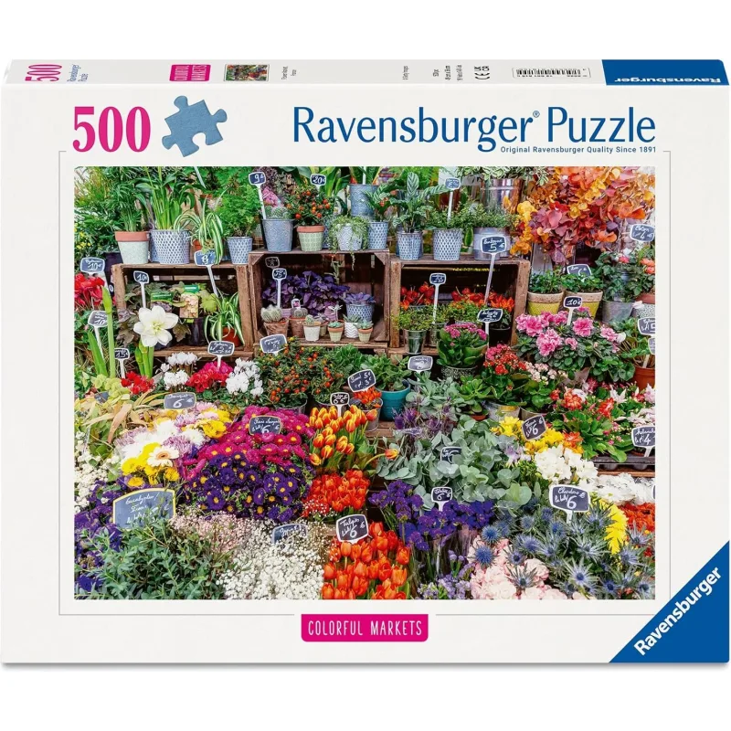 Puzzle Ravensburger 500 dielikov Farebné trhoviská: Trh s kvetinami, Francúzsko