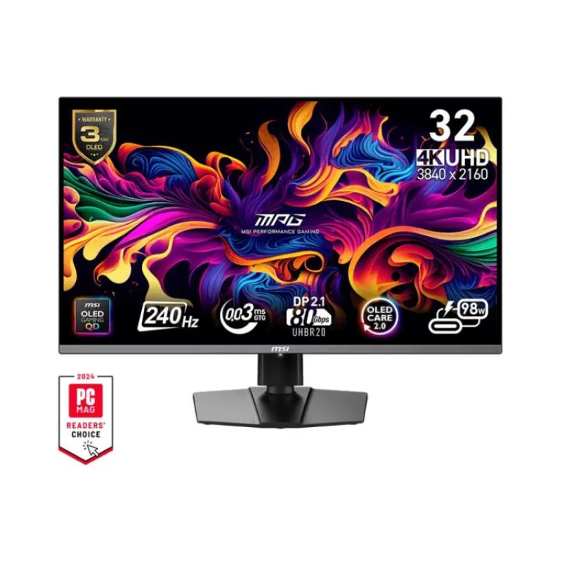MSI MPG/322URX/31,5"/QD-OLED/4K UHD/240Hz/0,03ms/Čierna/3R (MPG 322URX QD-OLED)