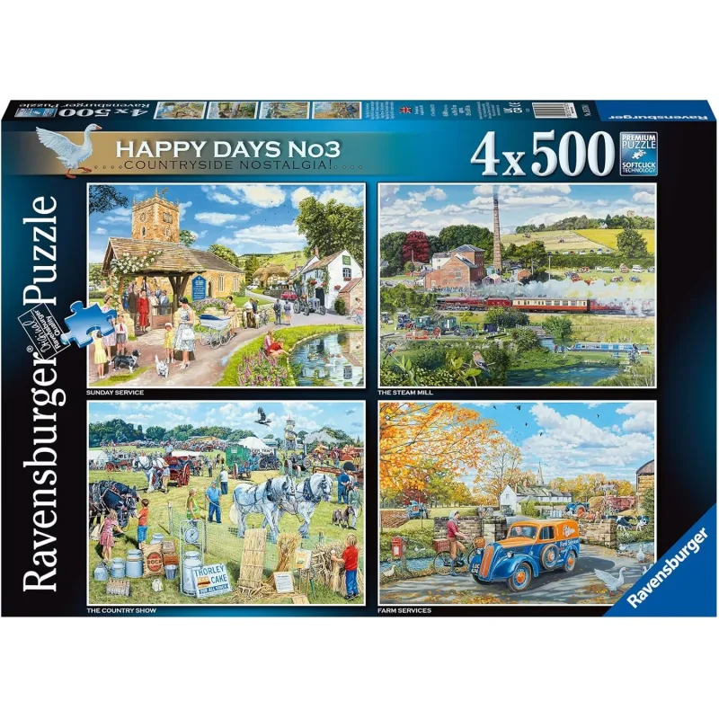 Puzzle Ravensburger 4x500 dielikov Happy Days č. 3: Nostalgia na vidieku