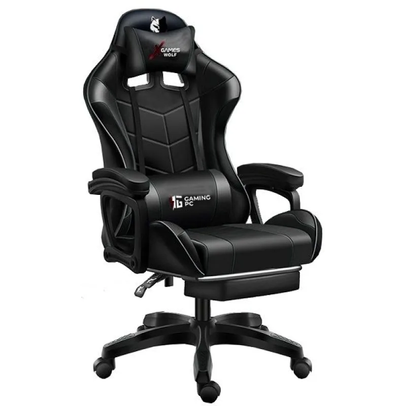 Ekspan X Games WOLF FG02 čierne herné kreslo s masážou a podnožkou