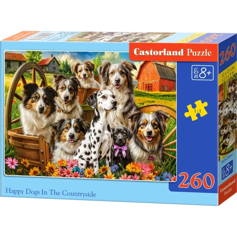 Puzzle pre deti Castorland 260 dielikov Šťastné psy na vidieku