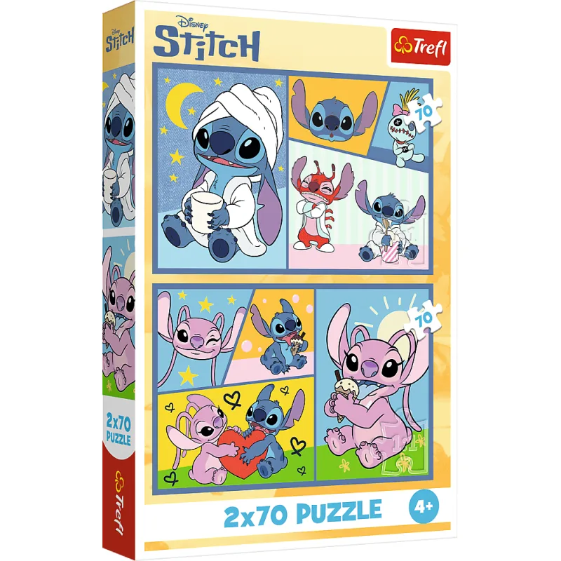Puzzle pre deti Trefl 2x70 dielikov So Stitchom nikdy nie je nuda 2v1
