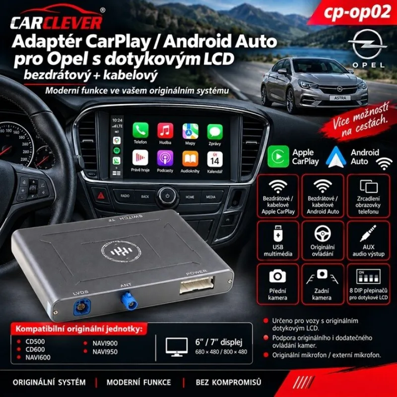 Adaptér CarPlay/Android Auto Opel s dotykovým LCD cp-op02