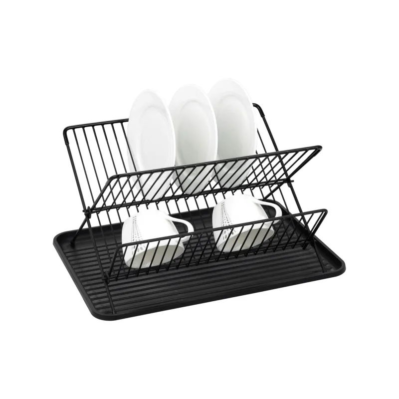 Dvojposchodový odkvapkávač na riad King Hoff KH-1356 43 × 32 cm – čierny