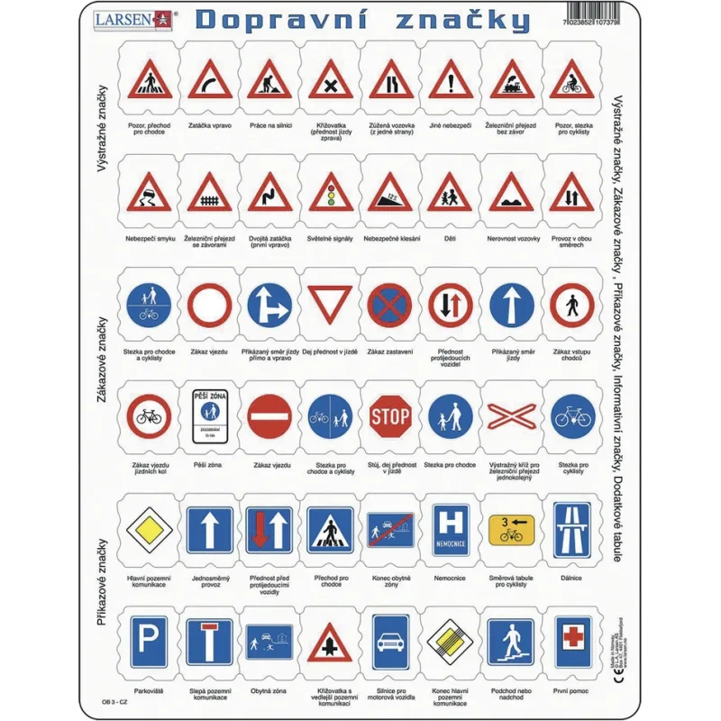 Deskové vzdělávací puzzle Larsen Dopravní značky 48 dílků