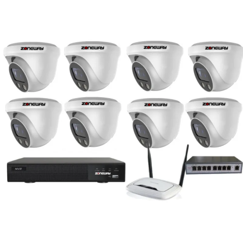 8MPx ZOOM IP POE kamera 8x NC961+, POE prepínač 8+ 1, NVR | ZONEWAY 8-NC961+3016