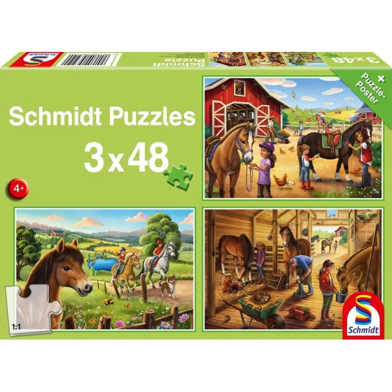Puzzle pre deti Schmidt 3x48 dielikov Moji obľúbení kone