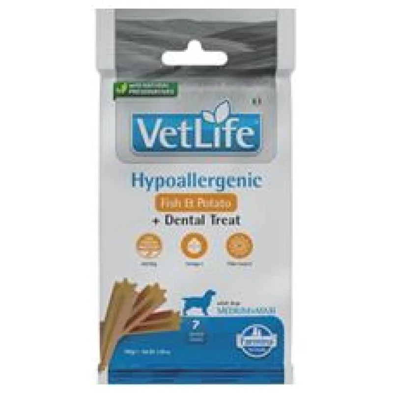 Vet Life Dog Dental Snack Hypoallergenic Fish Adult Medium & Maxi 100g