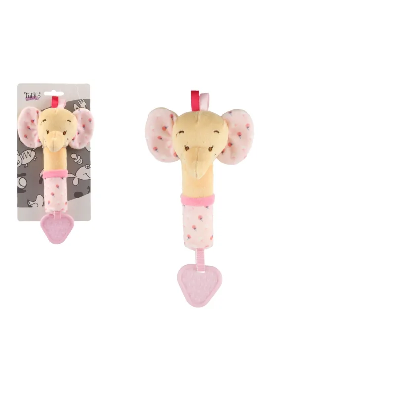 Teddies Pískatko/hryzátko slon plyš 22cm na karte v sáčku 0+