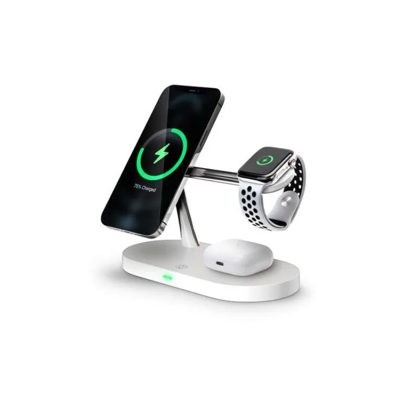 CONNECT IT MultiCharge 5 v 1 MagSafe Wireless Fast Charge bezdrátová nabíječka, BÍLÁ (CWC-9010-WH)