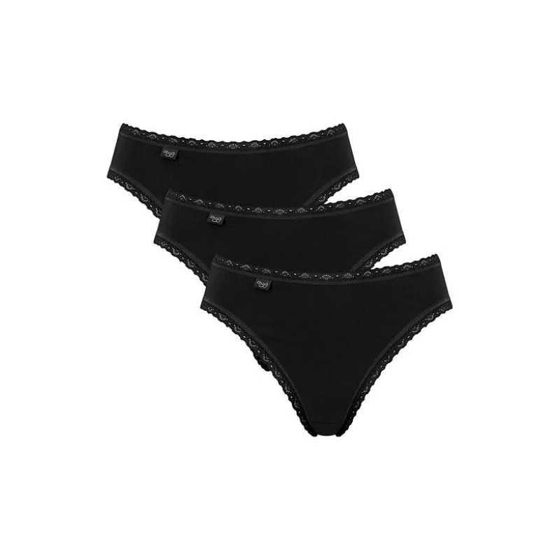 3pack klasických nohavičiek Sloggi 24/7 Cotton Lace Tai čierne L