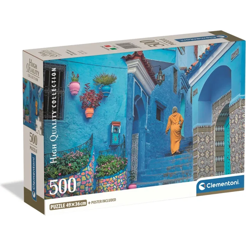 Puzzle Clementoni 500 dielikov Modré mesto Šafšáwán, Chefchaouen, Maroko