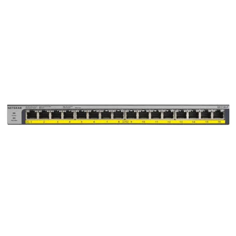 NETGEAR 16-port 10/100/1000Mbps Gigabit Ethernet, POE+ GS116PP GS116PP-100EUS