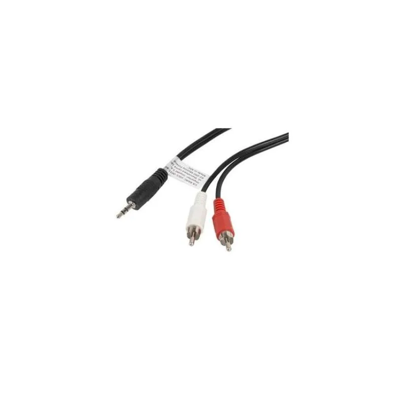LANBERG Minijack 3,5mm (M) 3 PIN na 2x RCA (CINCH) (M) kabel 1,5m (CA-MJRC-10CC-0015-BK)