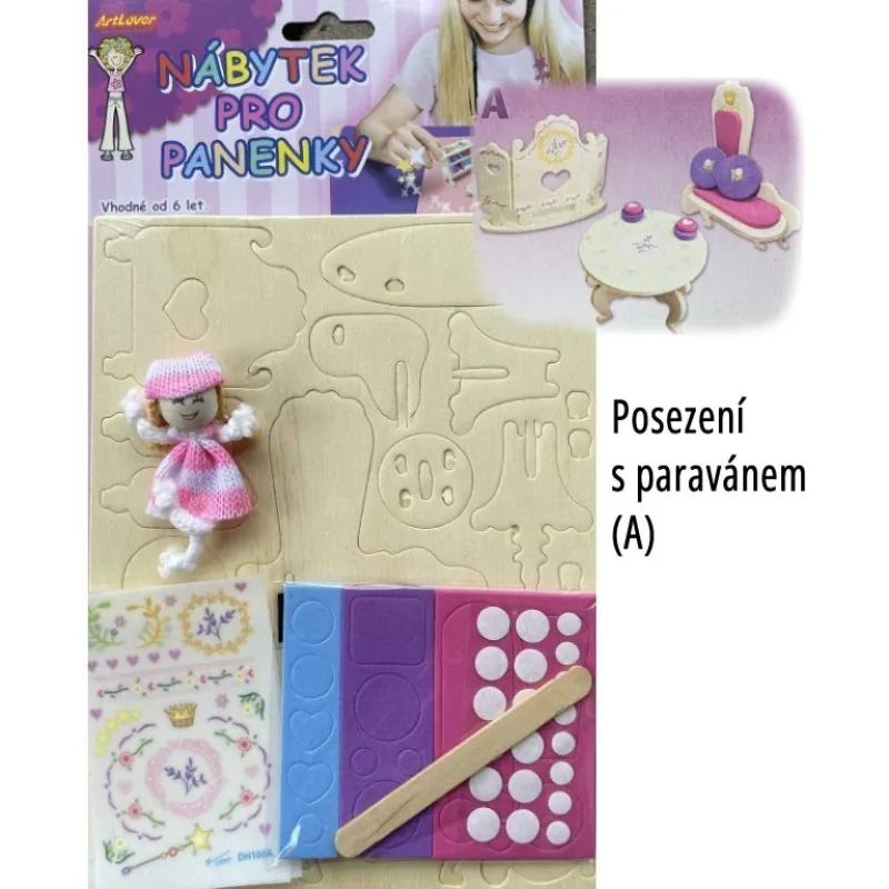 3D drevené puzzle s bábikou ARTLOVER Nábytok: Posedenie s paravánom