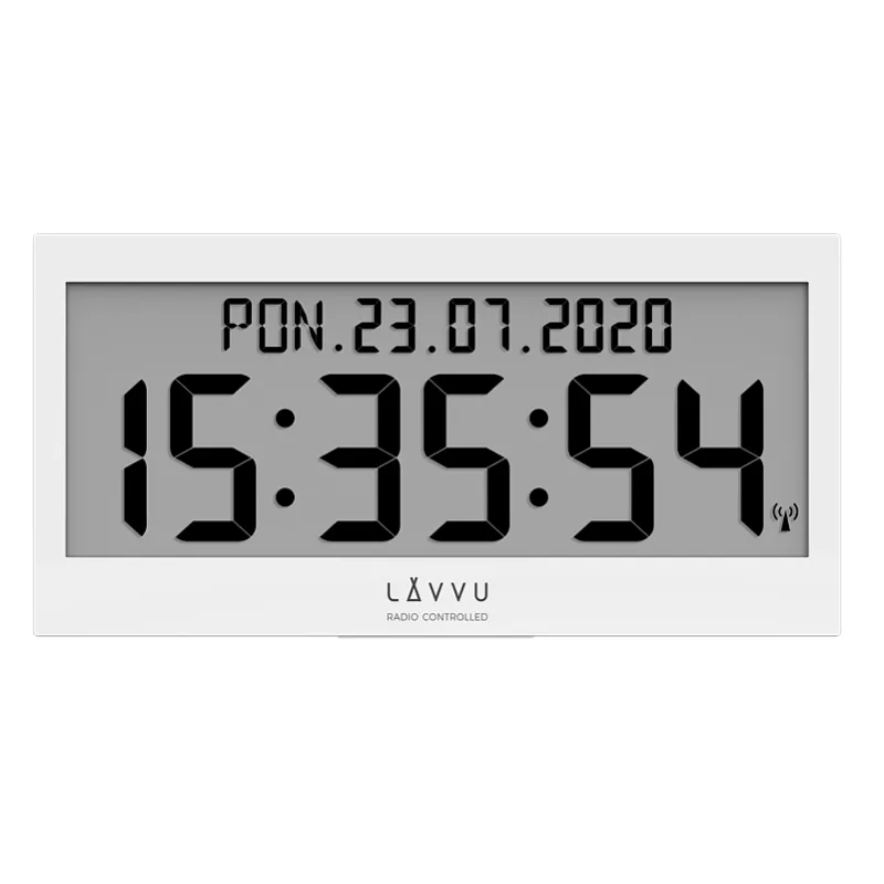 Bílé digitální hodiny s češtinou LAVVU MODIG řízené rádiovým signálem LCX0010
