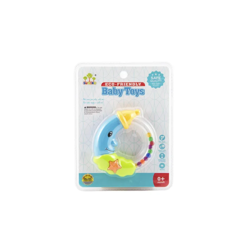 Teddies Hrkalka mesiac plast 11cm 2 farby na karte 0+