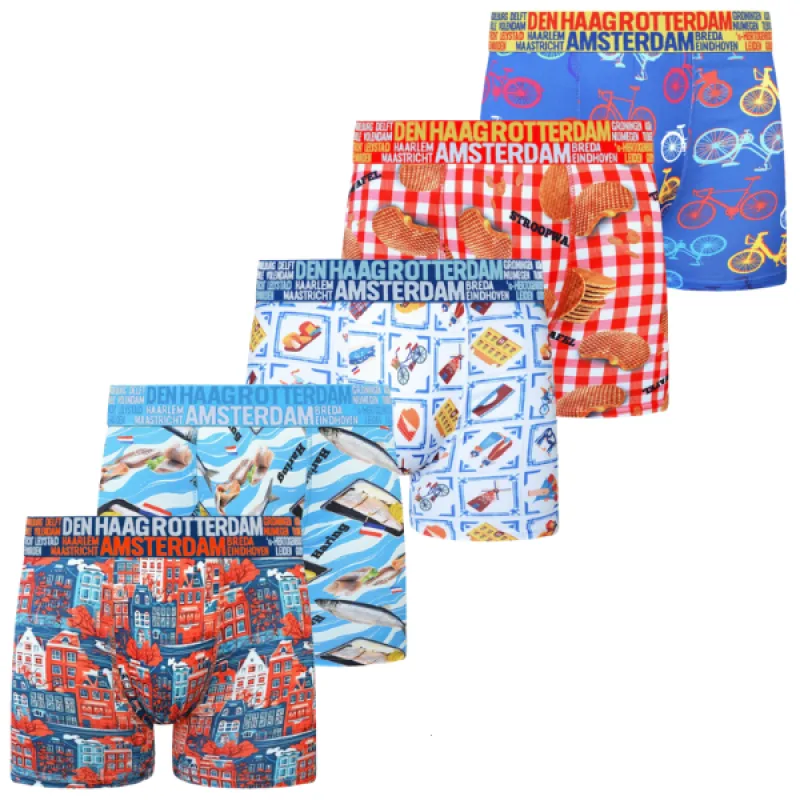 Pánske Boxerky GIANVAGLIA City extra pohodlné 5 pack - set mesto mix farieb Farba: rôznofarebné, Veľkosť: XXL