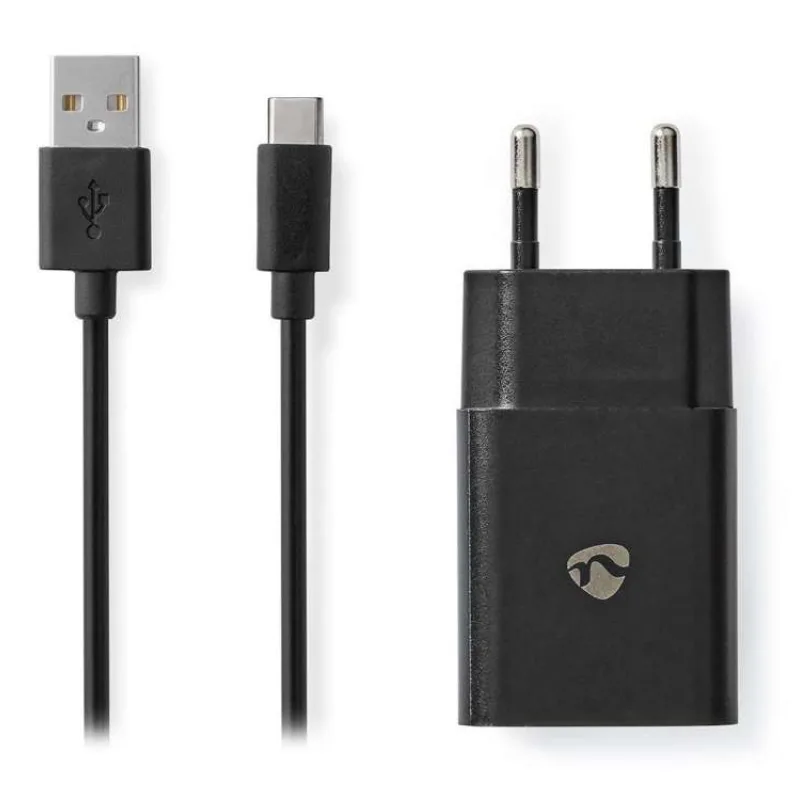 NEDIS síťová nabíječka/ 12 W/ 5 V/ 2.4 A/ rychlé nabíjení/ USB-C/ USB-A/ černá/ kabel 1m (WCHAC242ABK)
