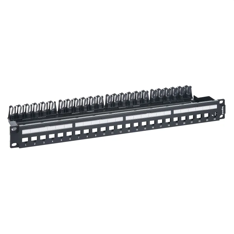 Legrand LINKEO-C 19" modulárny patch panel 24port 1U pre UTP i STP keystony, vyväzovacia lišta kov, čierny