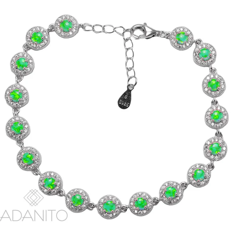 Strieborný opálový náramok so zirkónmi ADANITO SSNK026209GR
