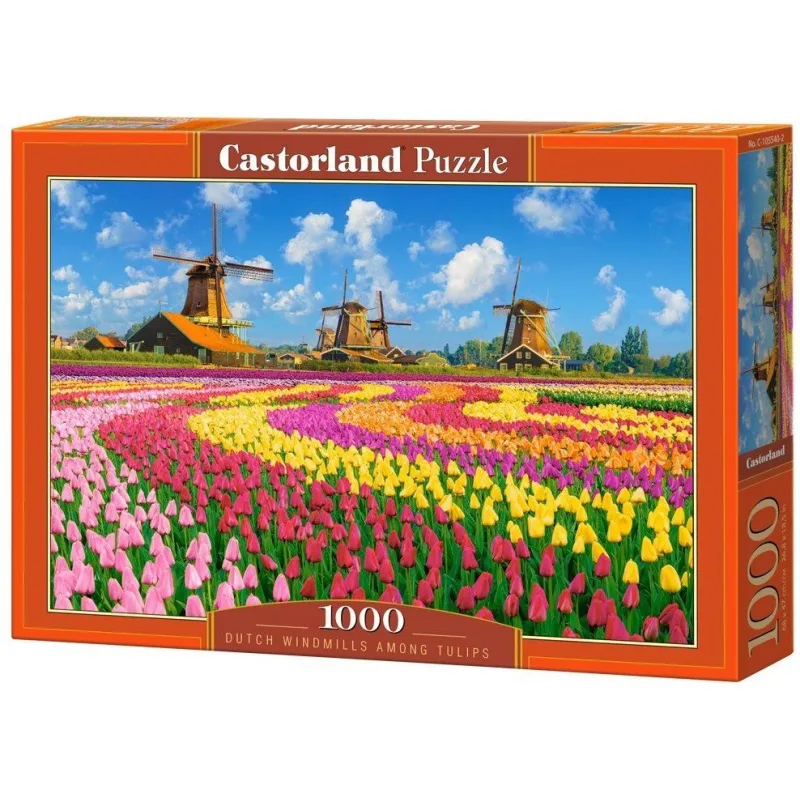 Puzzle Castorland 1000 dielikov Holandské veterné mlyny medzi tulipánmi