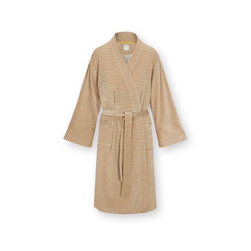 Pip Studio Naomi Kimono Velvet Little Sumo Stripe, pískové