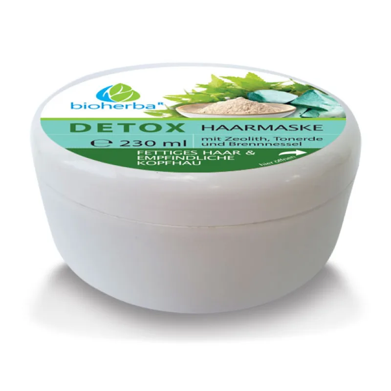 Bioherba Detox vlasová maska so zeolitom, ílom a žihľavou pre mastné vlasy a citlivú pokožku hlavy - 230 ml -