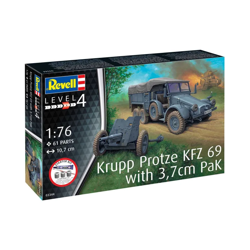 Revell Starter Kit military 73344 - Krupp Protze KFZ 69 s 3,7cm Pak (1:76)