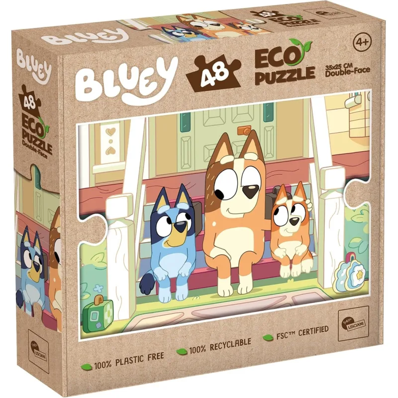 Oboustranné ECO puzzle Lisciani 48 dílků Bluey (s omalovánkou)