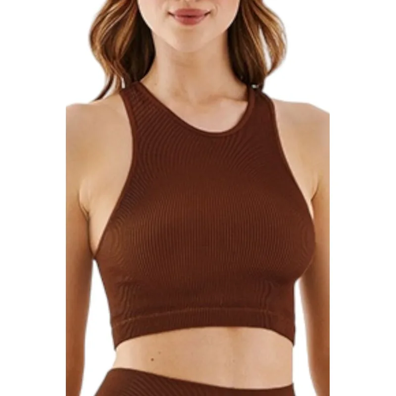 Crop top Halter Rib mocca S/M