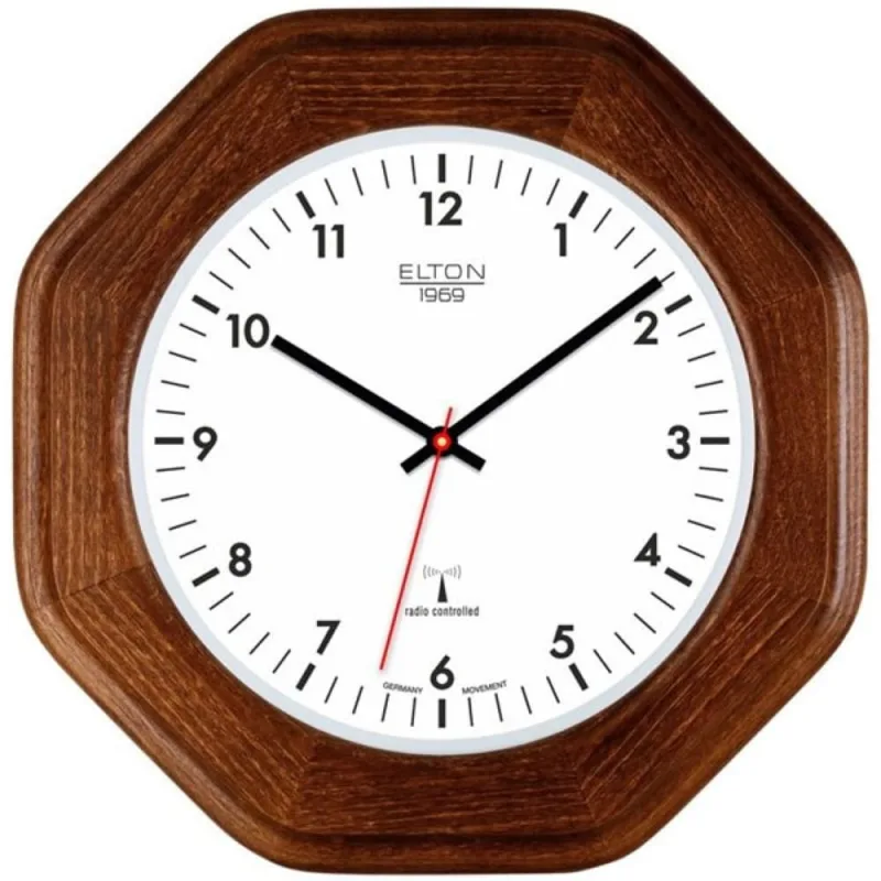 ELTON Rádiem řízené dřevěné nástěnné hodiny Elton Radio Annie – tmavé dřevo E20.4742.50.000511