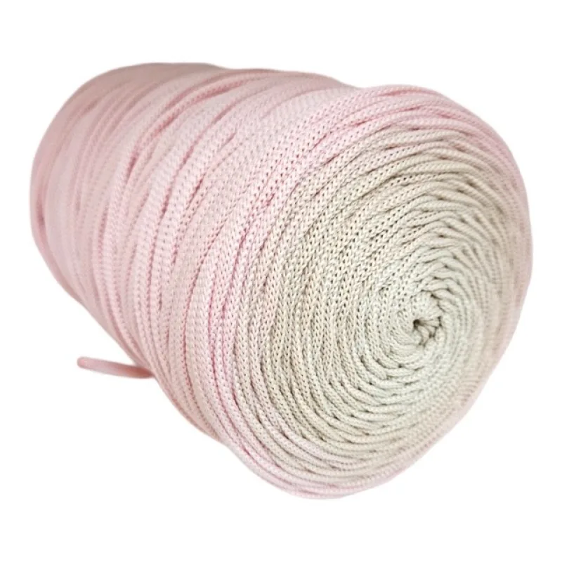 Polyesterová priadza plochá 5mm/250m ombré klbko pink