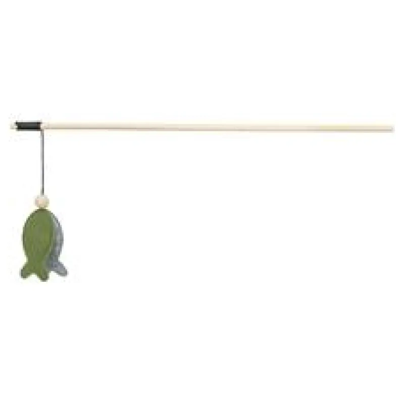 Hrací prut s rybkou, 48 cm, s catnipem, dřevo/filc 1 ks