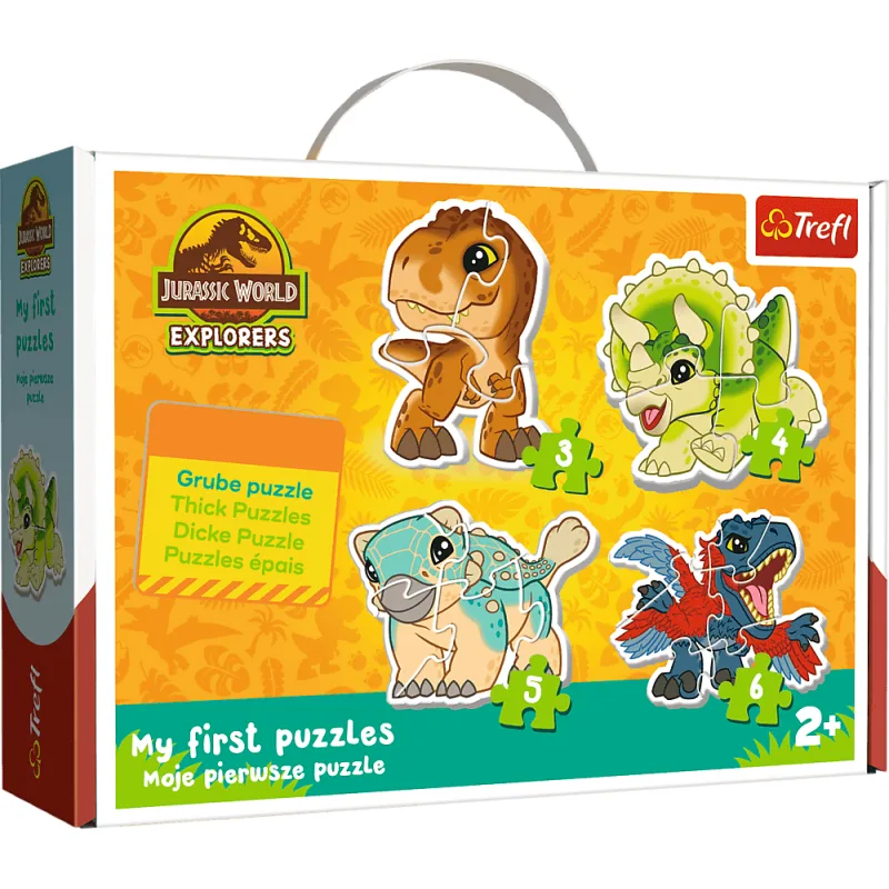 Moje první puzzle Trefl Baby 4v1 Jurský svět: Roztomilí dinosauři 3,4,5,6 dílků