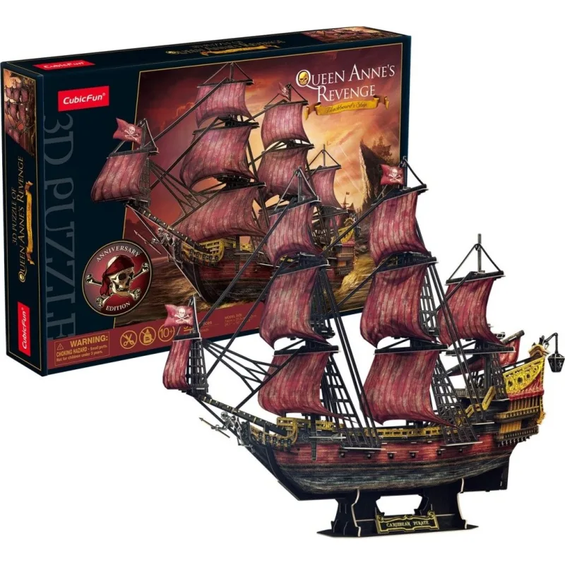 CubicFun 3D puzzle Plachetnica Queen Anne's Revenge 391 dielikov (Red Edition)