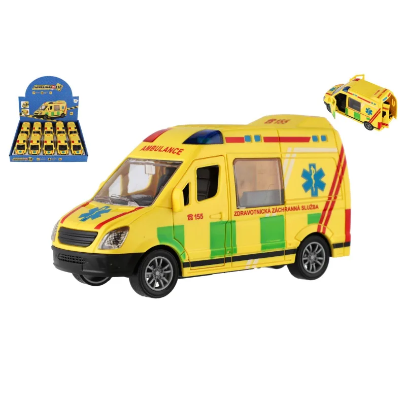 Teddies Auto sanitka plast 12cm na zotrvačník