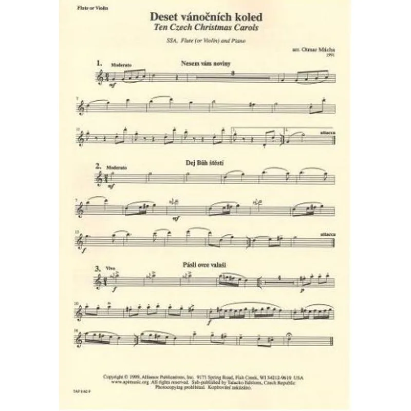 Talacko Editions Deset vánočních koled - part příčná flétna /housle